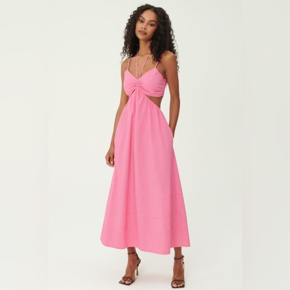 NICHOLAS Dresses & Skirts - NICHOLAS Pink Dress Baylee Cotton Cut-Out Midi Dress US 6